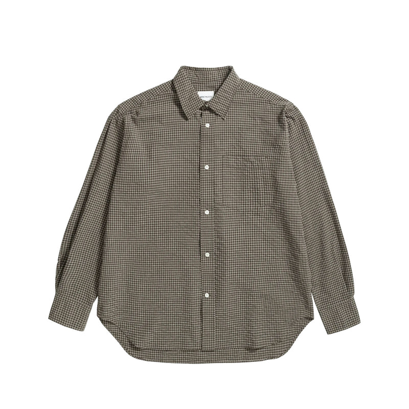 Norse Projects ESPEVIK CHECK OVERSIZED SHIRT, Taupe
