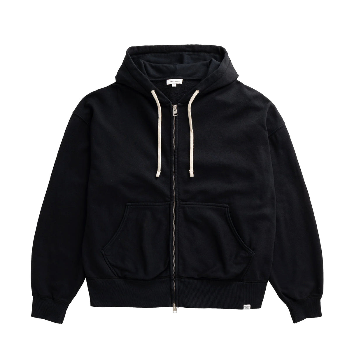 Norse Projects KELDUR DIAGONAL COTTON ZIP HOODIE, Black