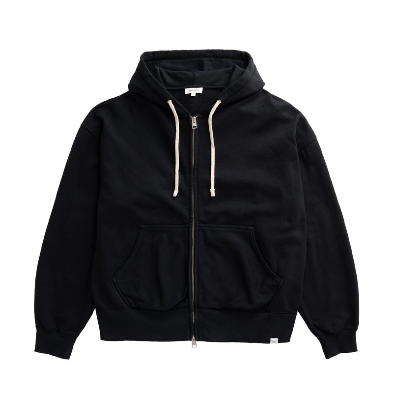 Norse Projects KELDUR DIAGONAL COTTON ZIP HOODIE, Black