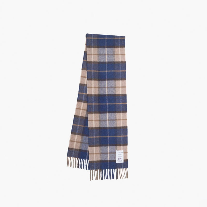 Norse Projects MOON MERINO CHECKED SCARF, Estate Blue