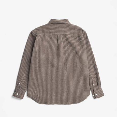 Norse Projects OLE OVERSIZED WOOL STRIPE SHIRT, Seal Brown