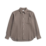 Norse Projects OLE OVERSIZED WOOL STRIPE SHIRT, Seal Brown