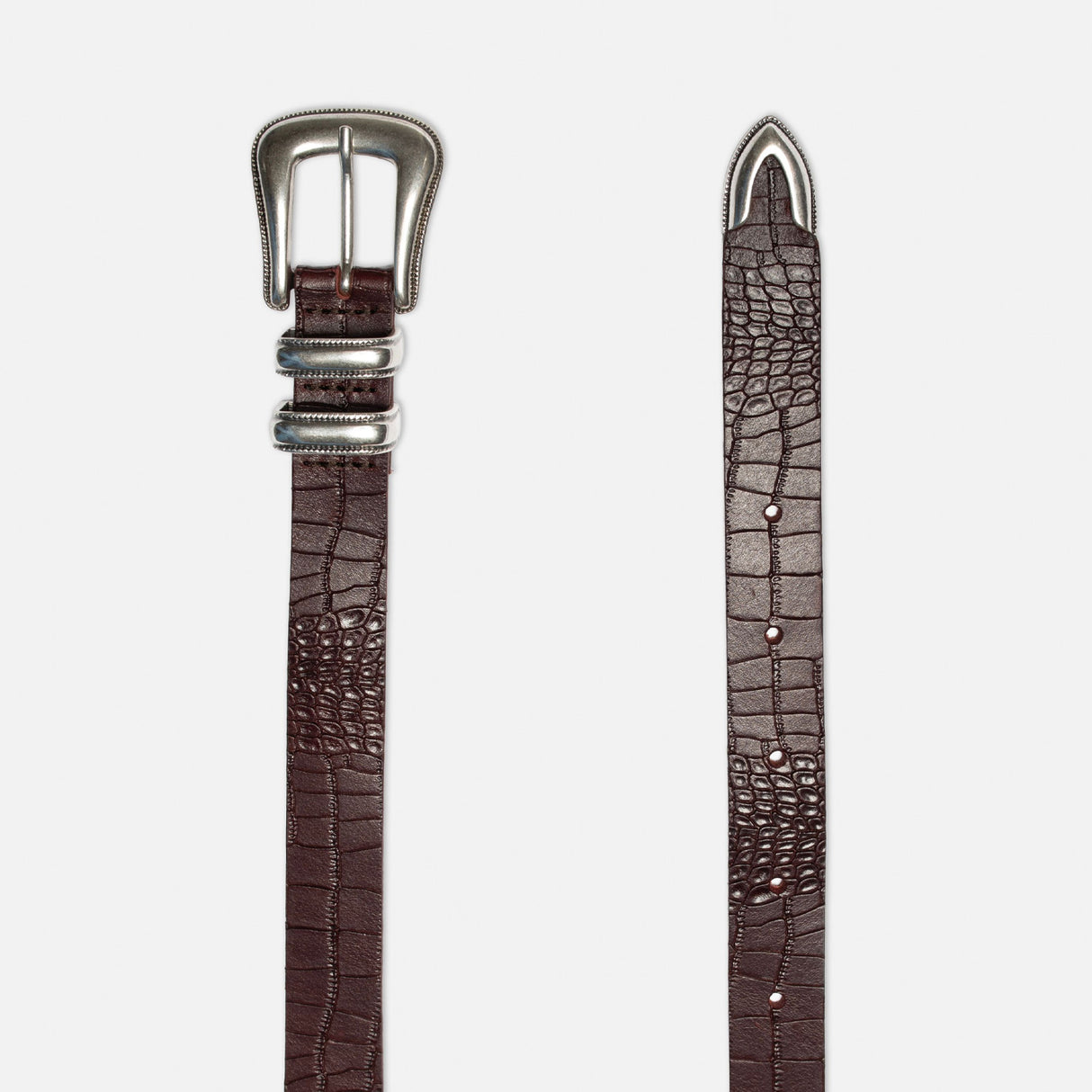 Nudie Jeans WESTERN FAUX CROCO SILVER BELT, Burgundy