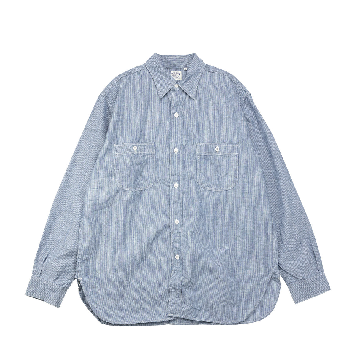 orSlow RELAX FIT STR CHAMBRAY WORK SHIRT, Blue Hickory Stripe