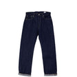 Pair of dark blue jeans on a white background