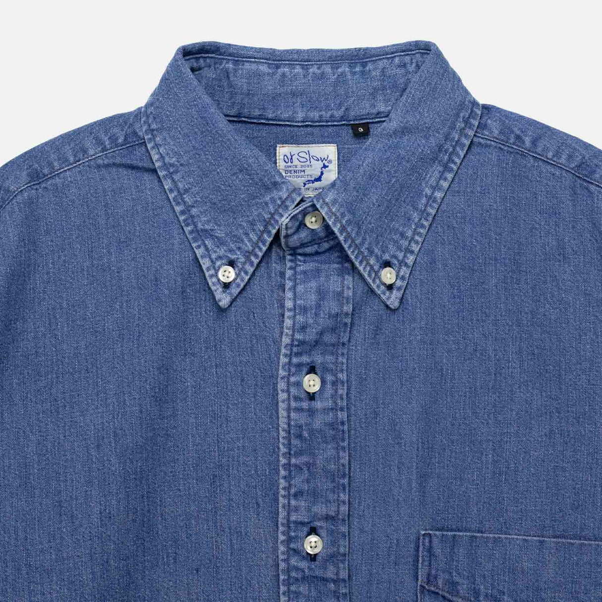 orSlow DENIM STANDARD BUTTON DOWN SHIRT, Used Denim