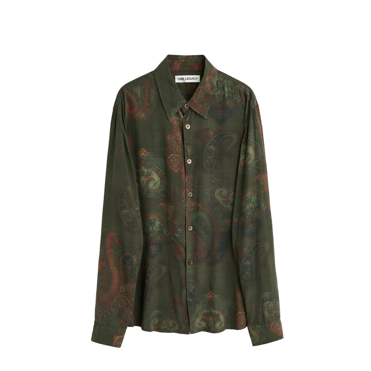 Green patterned shirt on a white background