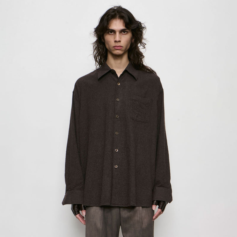 Our Legacy BORROWED SHIRT, Truffle Check Grid Cloth