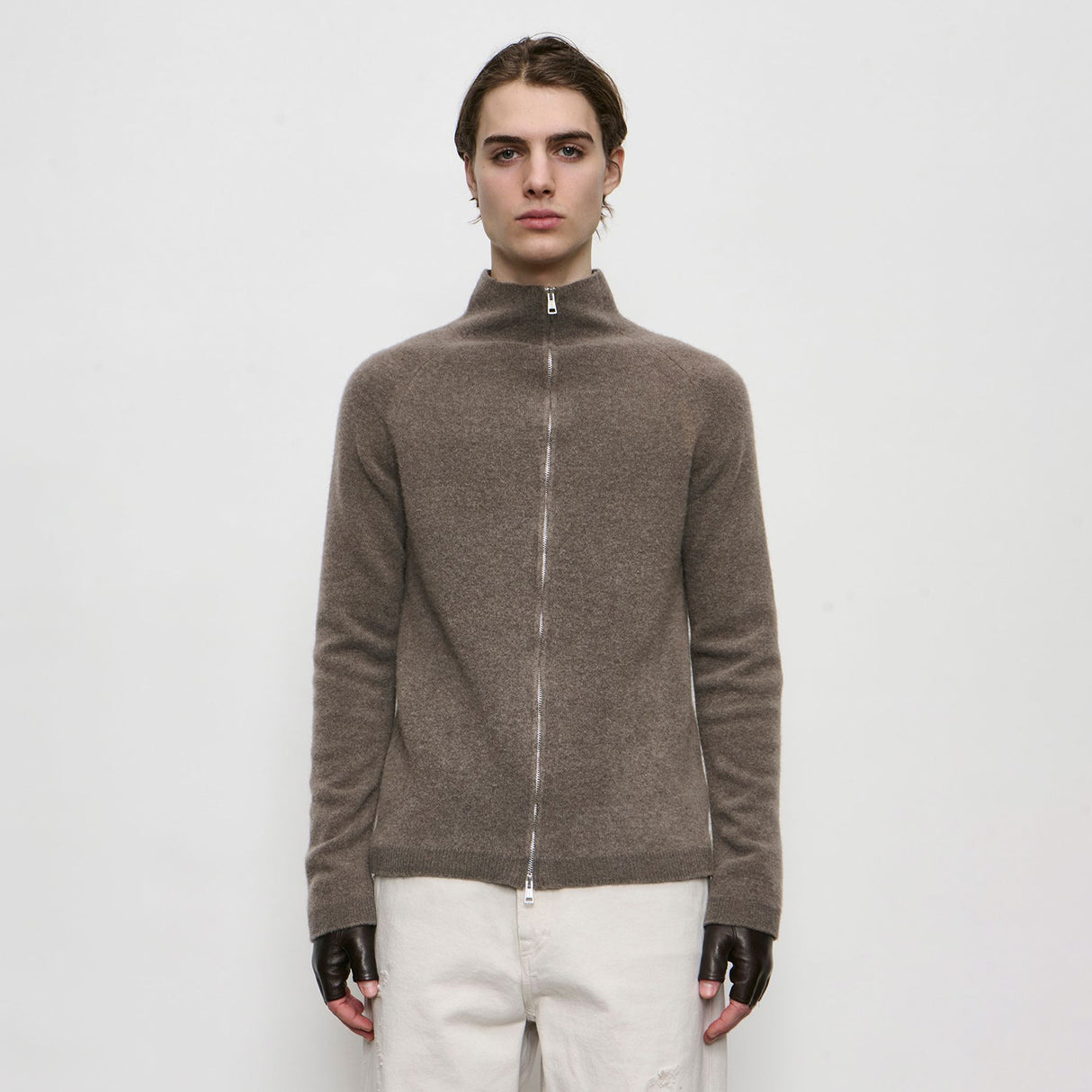 Our Legacy LINE ZIP CARDIGAN, Mud Spray Dye Cherub Wool