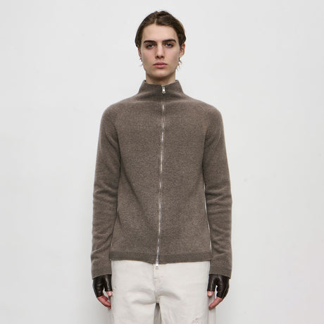 Our Legacy LINE ZIP CARDIGAN, Mud Spray Dye Cherub Wool