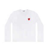 Comme des Garçons PLAY RED HEART LS TEE, White