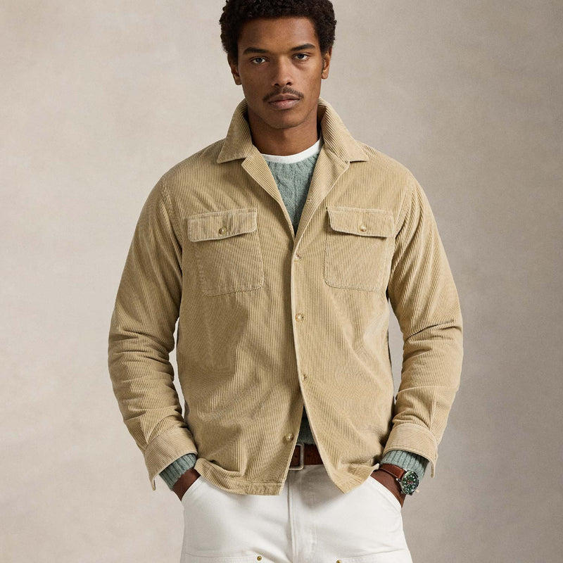 CORD LONGLSLEEVE SPORT SHIRT, Beige