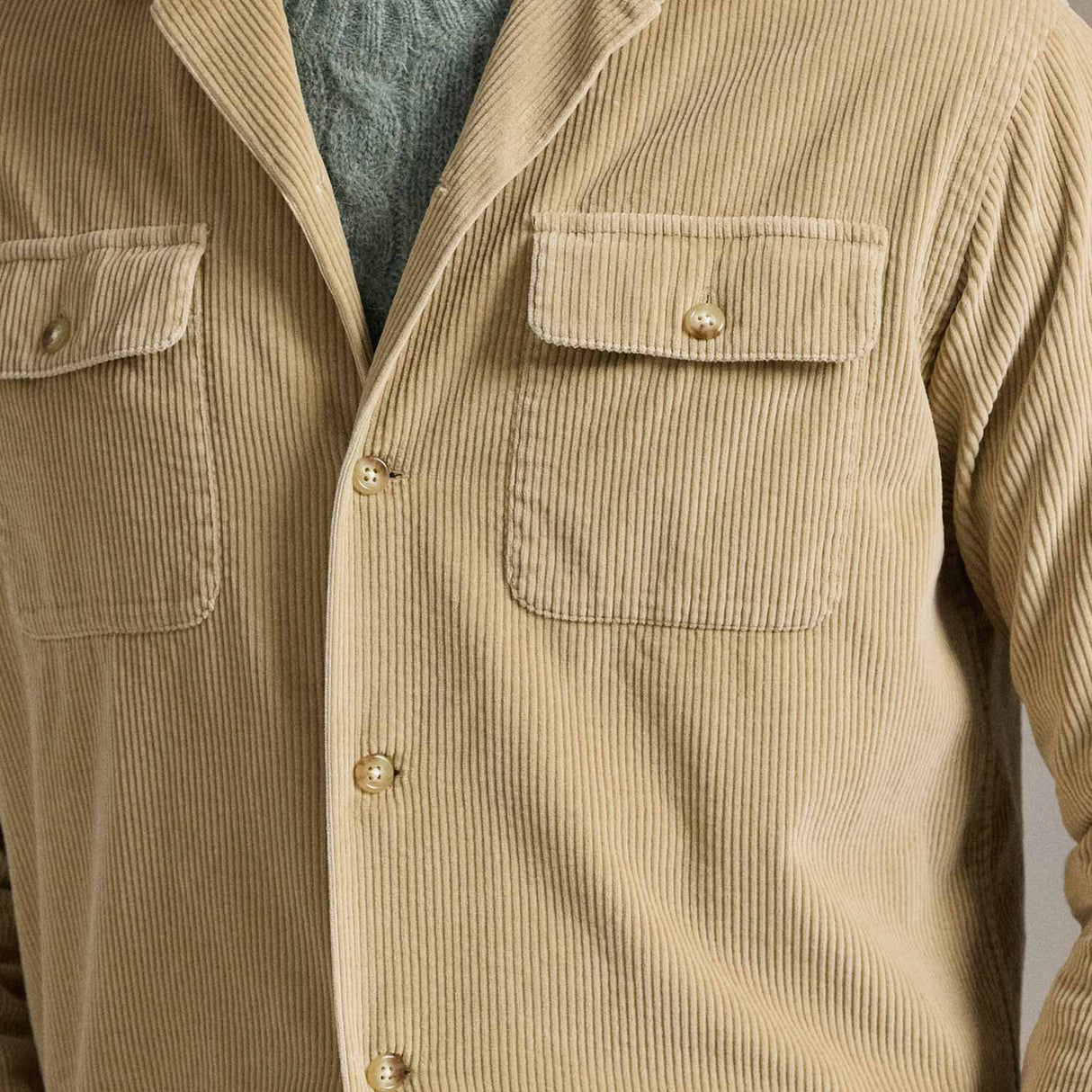 CORD LONGLSLEEVE SPORT SHIRT, Beige