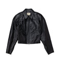 Black leather jacket on a white background