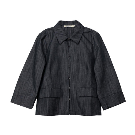 Dark gray jacket with a large collar on a white background