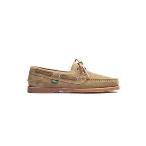 Suede boat shoe on a white background