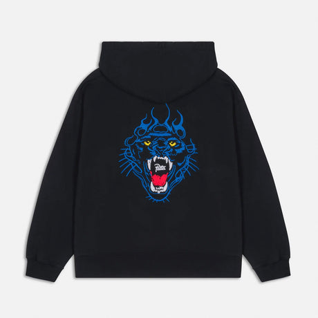 Patta EMBROIDERED FIRE PANTHER HOODED SWEATSHIRT, Black