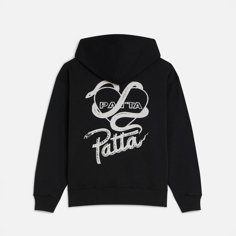 Patta SNAKE HEART BOXY HOODED SWEATER, Black