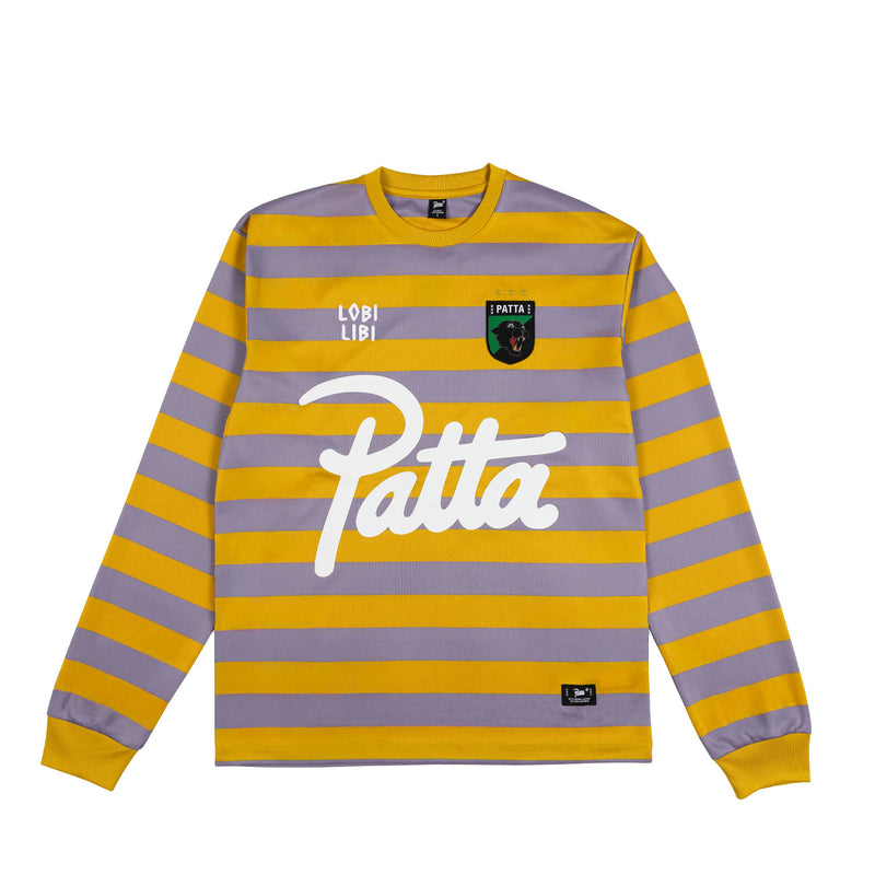 Patta STRIPED LONGSLEEVE FOOTBALL JERSEY, Chalk/Violet