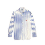 Blue and white stripe shirt on a white background