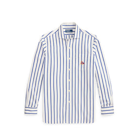 Blue and white stripe shirt on a white background