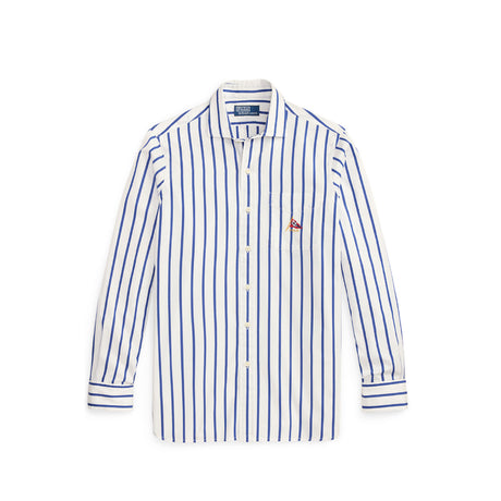 Blue and white stripe shirt on a white background