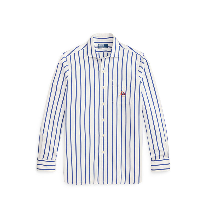 Blue and white stripe shirt on a white background