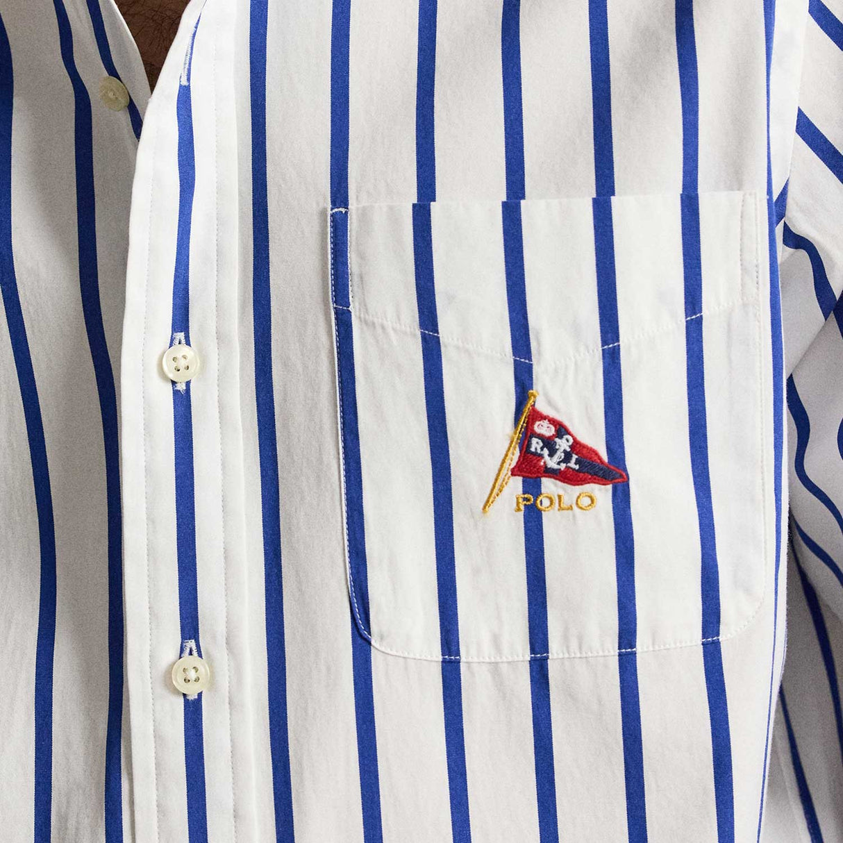 Polo Ralph Lauren OVERSIZED STRIPED SHIRT, White/Blue