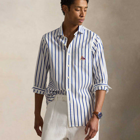 Polo Ralph Lauren OVERSIZED STRIPED SHIRT, White/Blue