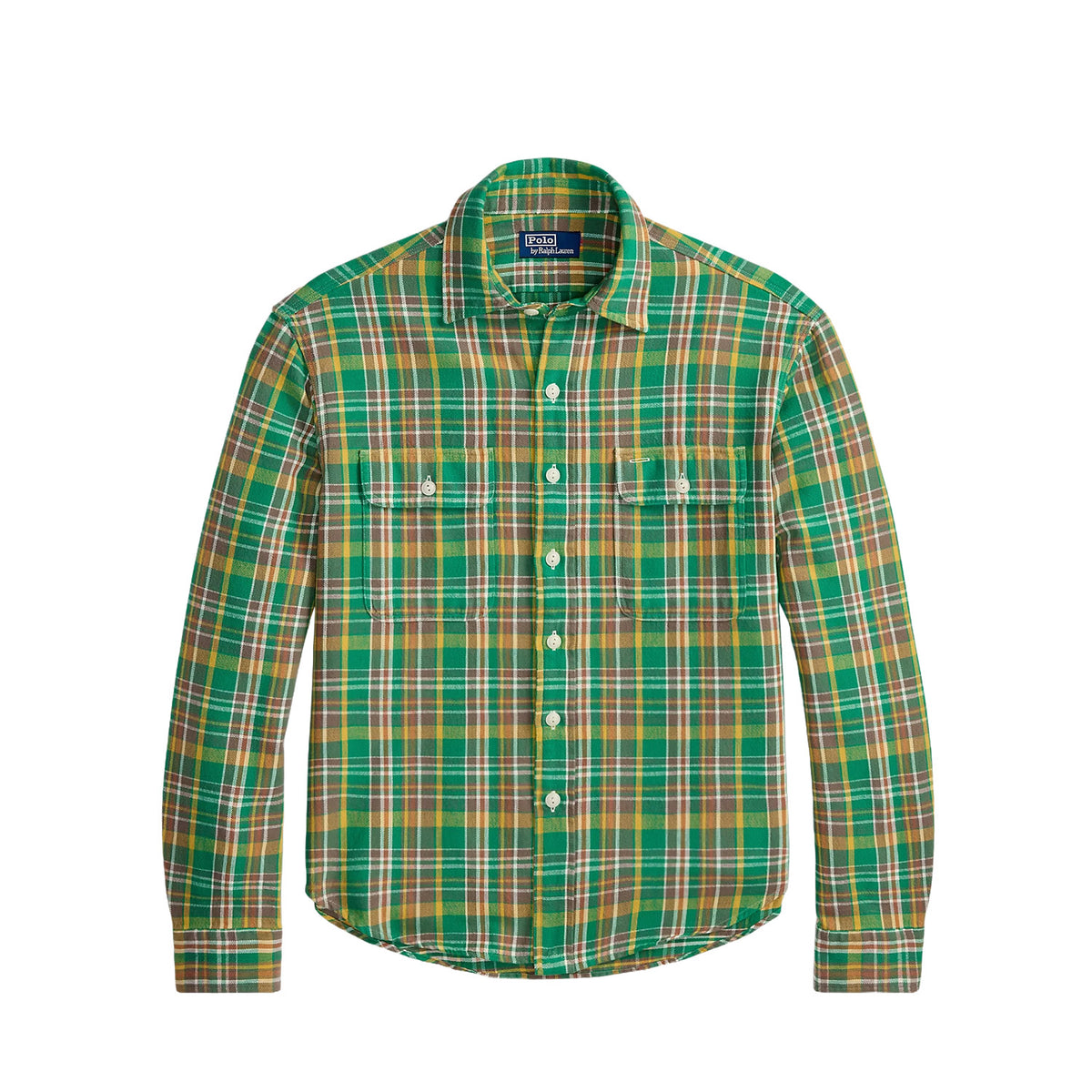 Polo Ralph Lauren CLASSIC FIT PLAID FLANNEL WORKSHIRT, Green/Gold Multi