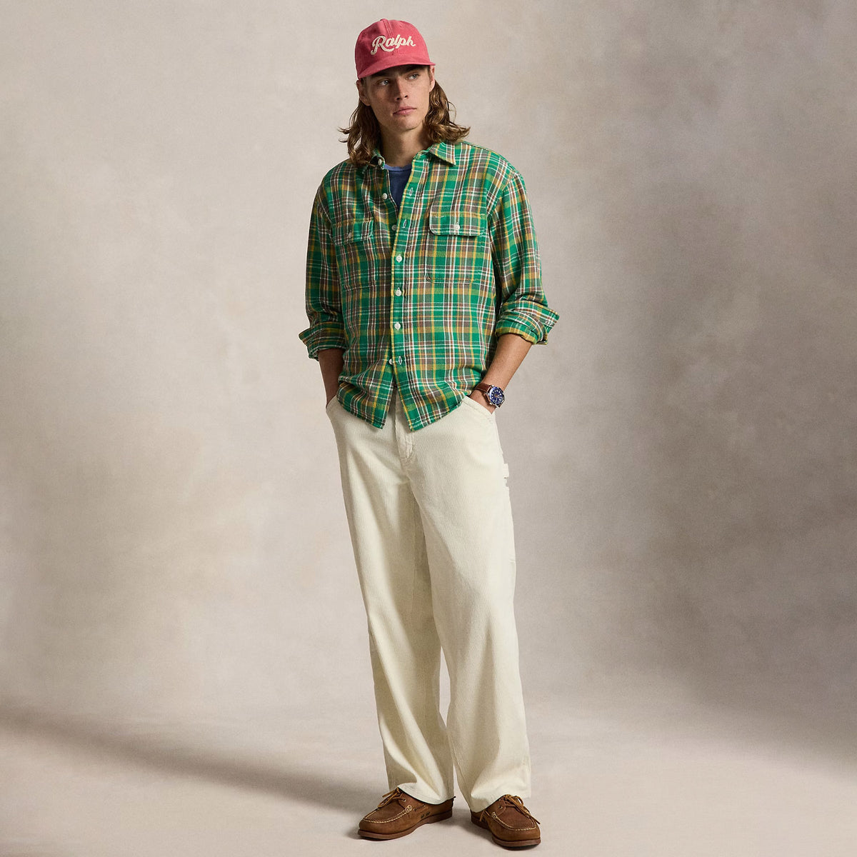 Polo Ralph Lauren CLASSIC FIT PLAID FLANNEL WORKSHIRT, Green/Gold Multi