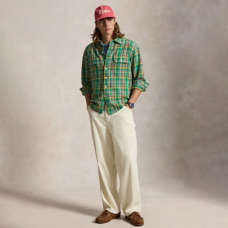 Polo Ralph Lauren CLASSIC FIT PLAID FLANNEL WORKSHIRT, Green/Gold Multi