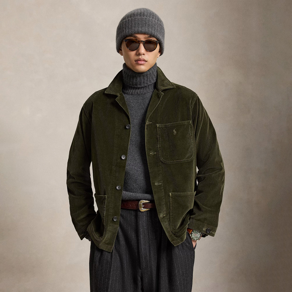 Polo Ralph Lauren CORDUROY UTILITY OVERSHIRT, Company Olive