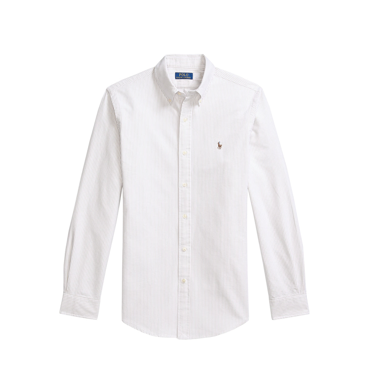 Polo Ralph Lauren CUSTOM FIT STRIPED OXFORD SHIRT, Brown/White