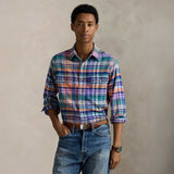 Polo Ralph Lauren LONGSLEEVE SPORT SHIRT, Navy/Orange Multi