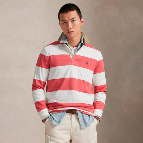 Polo Ralph Lauren LS RUGBY POLO, Red Sky/Trophy Cream