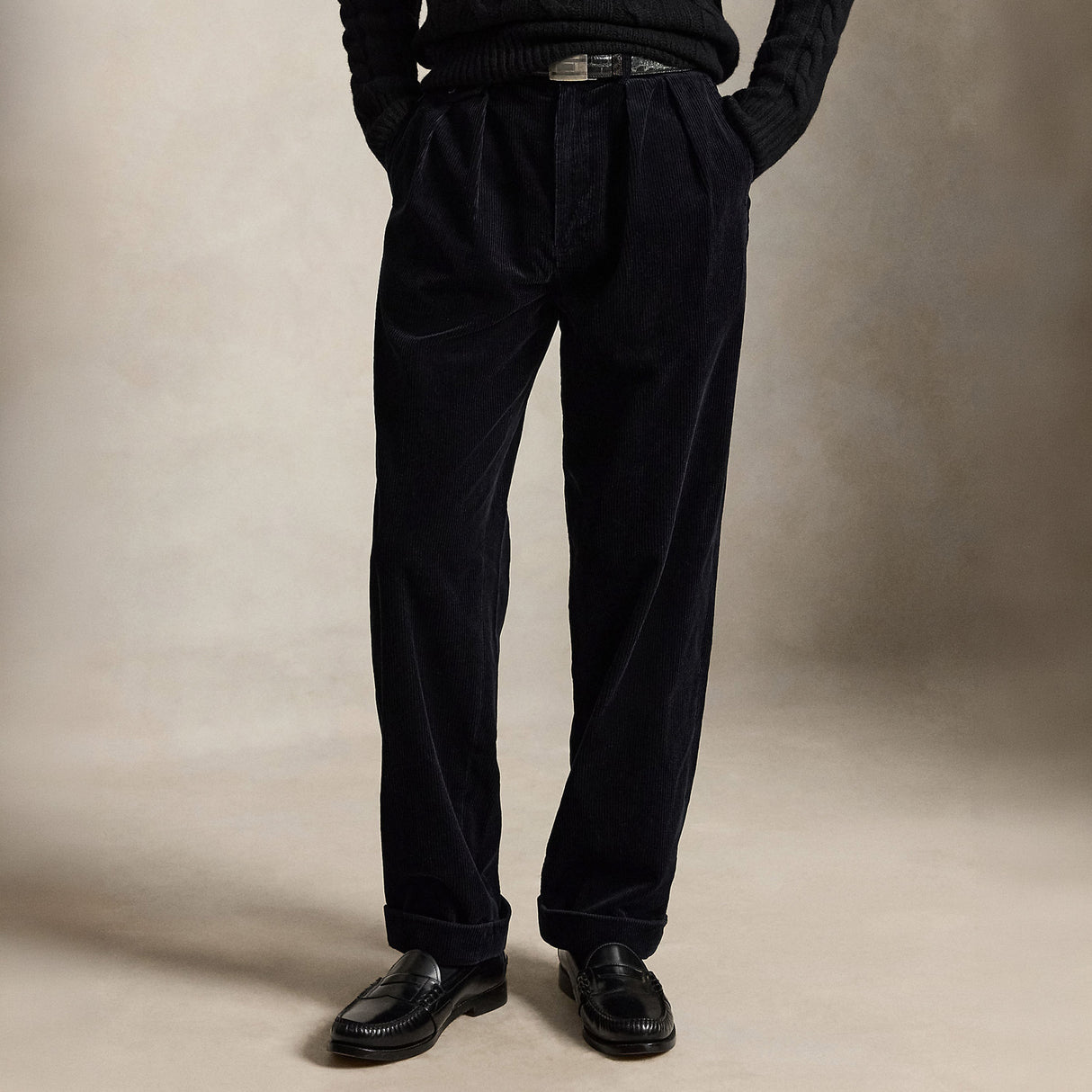 Polo Ralph Lauren PLEATED CORDUROY PANT, Black