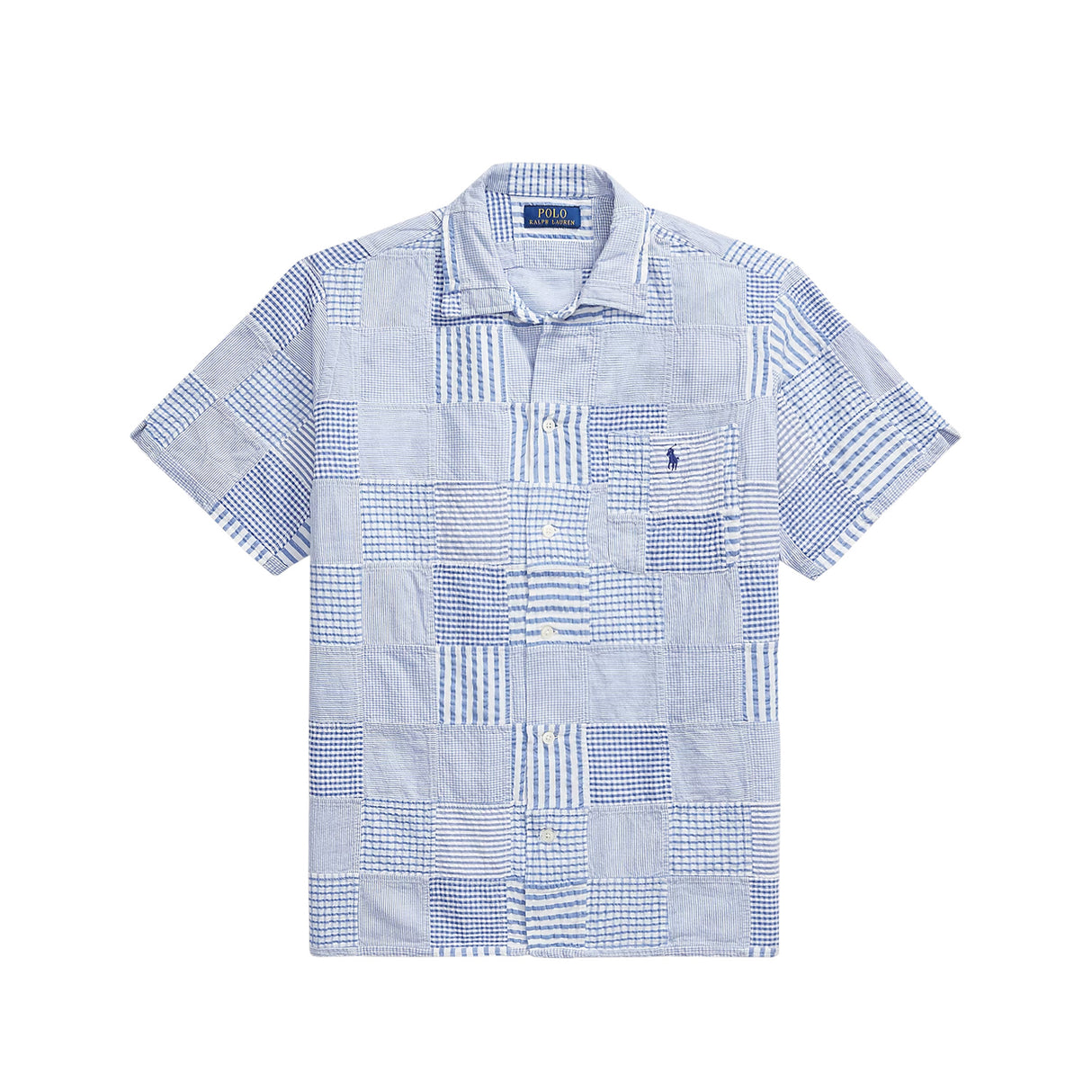 Polo Ralph Lauren SHORT SLEEVE PATCHWORK SHIRT, Patchwork Blues