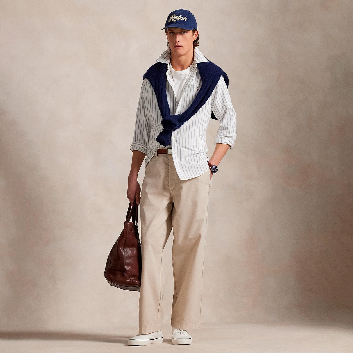 POLO Ralph Lauren STRIPED BUTTON-DOWN SHIRT, White/Blue