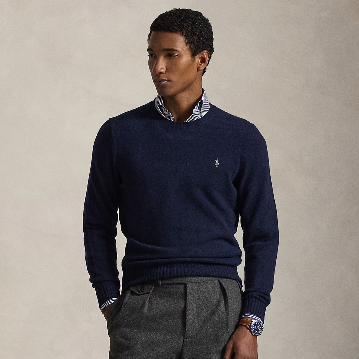 Polo Ralph Lauren WOOL-CASHMERE CREWNECK JUMPER, Hunter Navy