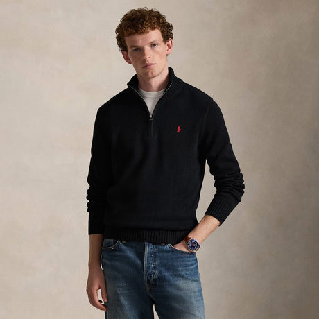 Polo Ralph Lauren QUARTER ZIP KNIT SWEATER, Black