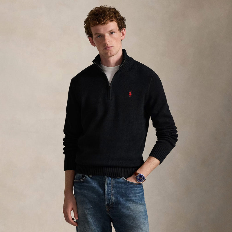 Polo Ralph Lauren QUARTER ZIP KNIT SWEATER, Black
