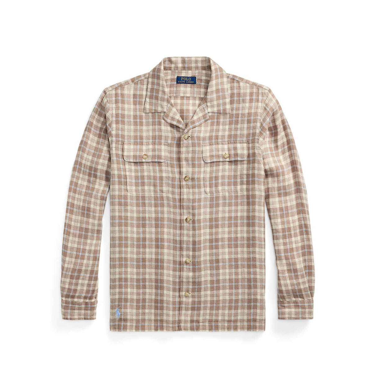 POLO Ralph Lauren CLASSIC FIT PLAID LINEN SHIRT, Brown