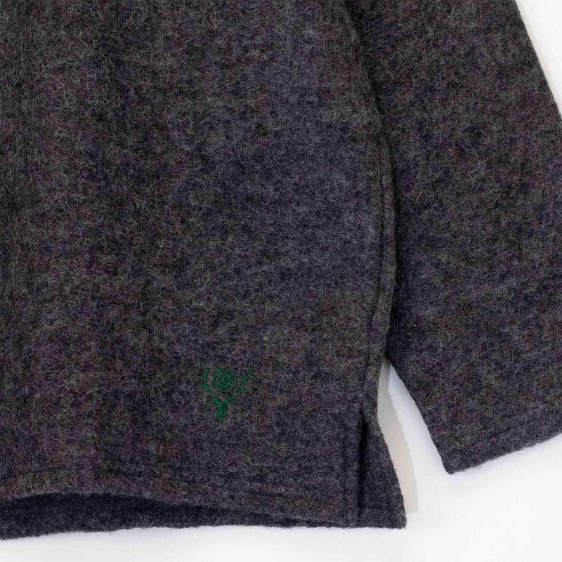 South2 West8 S.S. V NECK CARDIGAN, Charcoal