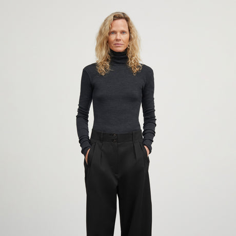 Skall Studio ESME T-NECK, Dark Grey Melange