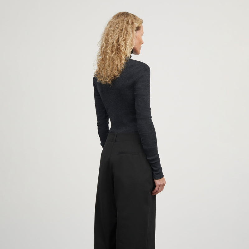 Skall Studio ESME T-NECK, Dark Grey Melange