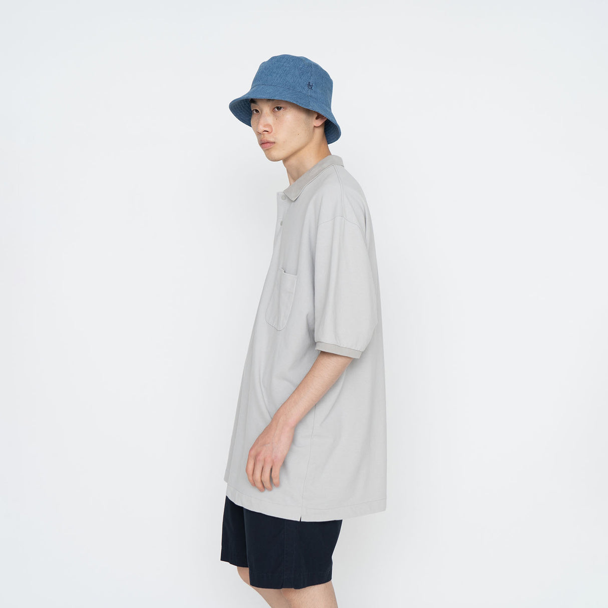 nanamica S/S POLO SHIRT, Light Grey - Image 3