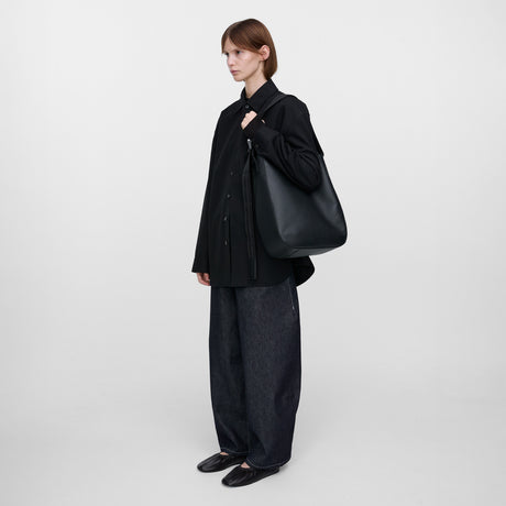 Sandqvist LEATHER HOBO TOTE, Black