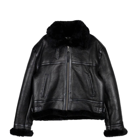 Schott NYC B-3 BOMBER JACKET SHEEPSKIN LEATHER, Black - Image 1
