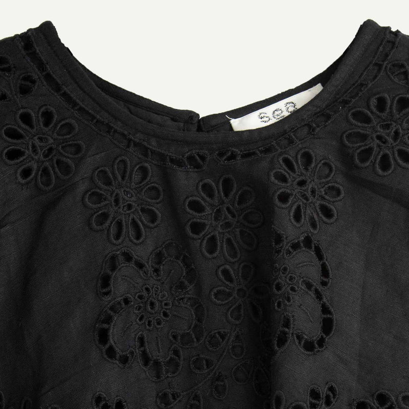Sea NY LULA EMBROIDERY SLEEVELESS MINI DRESS, Black